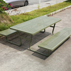 Integrated Bench Picnic Table - All-Weather Metal Design
