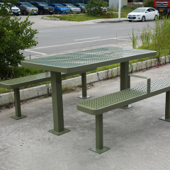 Heavy Duty Metal Picnic Table Set with Perforated Steel - yalau