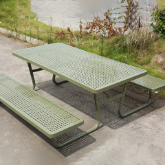 Integrated Bench Picnic Table - All-Weather Metal Design