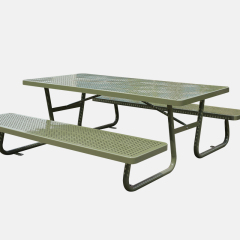 Integrated Bench Picnic Table - All-Weather Metal Design