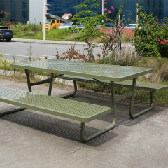 Integrated Bench Picnic Table - All-Weather Metal Design