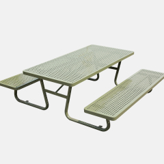 Integrated Bench Picnic Table - All-Weather Metal Design