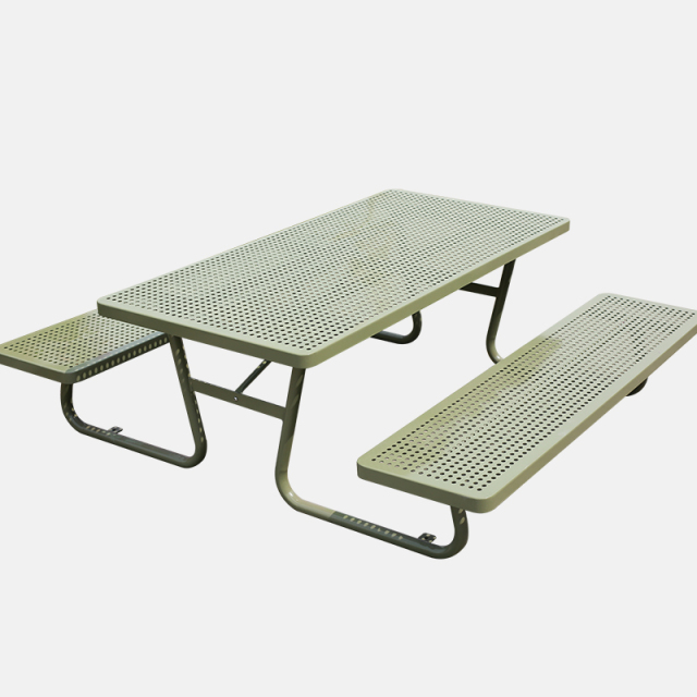 Integrated Bench Picnic Table - All-Weather Metal Design