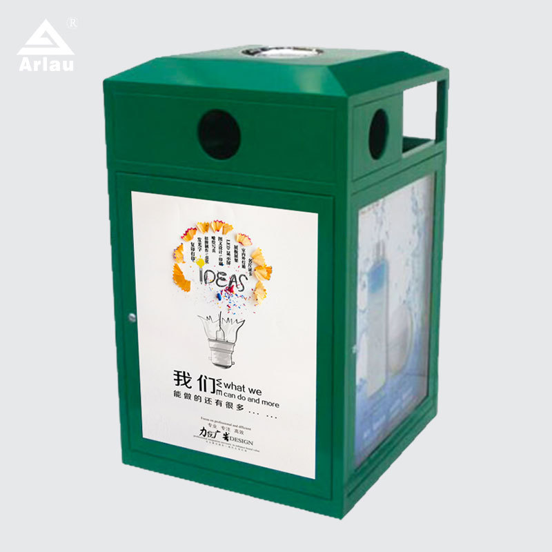 Commercial Advertising Trash Can - Dual Sorting  Ad Panel