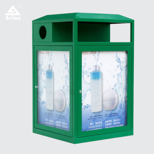 Commercial Advertising Trash Can - Dual Sorting  Ad Panel