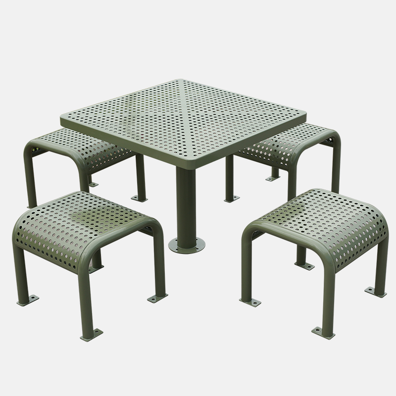 Commercial Picnic Table - Weather-Resistant Metal Set with Stools