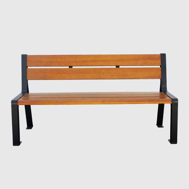 Public Park Bench - Heavy-Duty Galvanized Steel and Plastic Wood