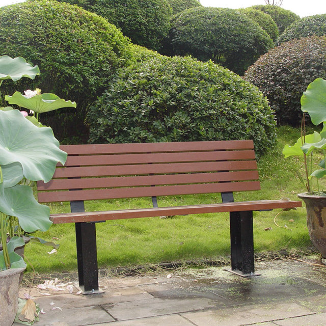 Outdoor Park Bench - Galvanized Steel and Plastic Wood - Arlau