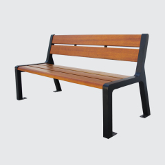 Public Park Bench - Heavy-Duty Galvanized Steel and Plastic Wood
