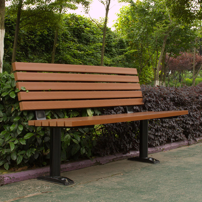 Outdoor Park Bench - Galvanized Steel and Plastic Wood - Arlau