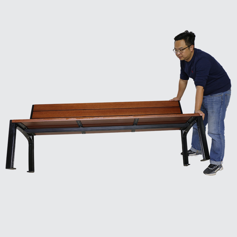 Outdoor Park Bench Recycled Plastic Wood Cast Aluminum Frame