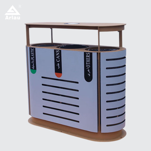 Outdoor Waste Sorting Bin - DuPont Powder Coated Steel - yalau