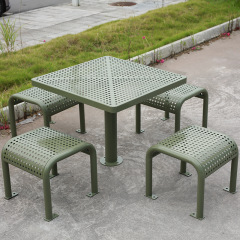 Commercial Picnic Table - Weather-Resistant Metal Set with Stools