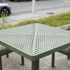 Commercial Picnic Table - Weather-Resistant Metal Set with Stools