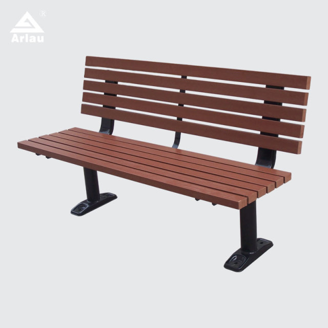 Outdoor Park Bench - Galvanized Steel and Plastic Wood - Arlau
