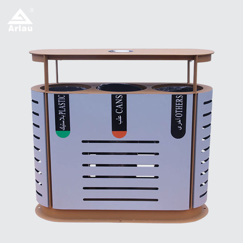 Outdoor Waste Sorting Bin - DuPont Powder Coated Steel - yalau