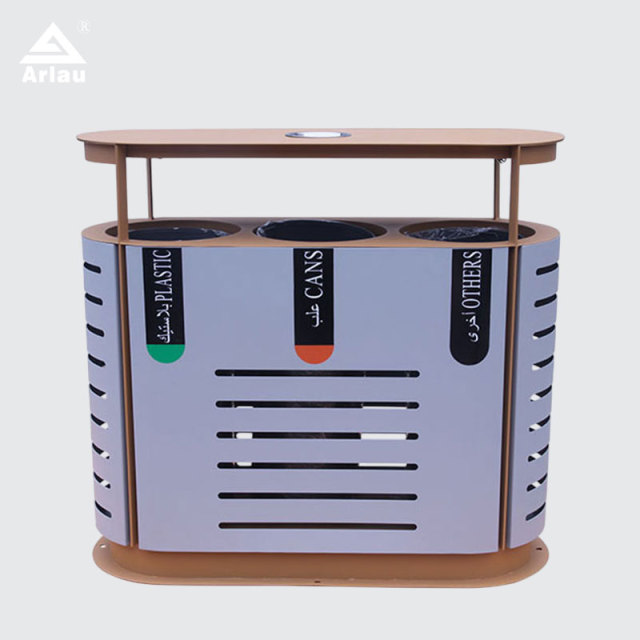 Outdoor Waste Sorting Bin - DuPont Powder Coated Steel - yalau
