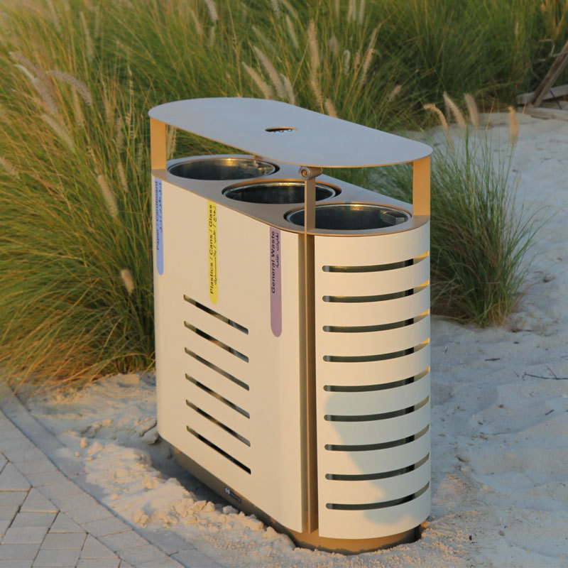 Outdoor Waste Sorting Bin - DuPont Powder Coated Steel - yalau
