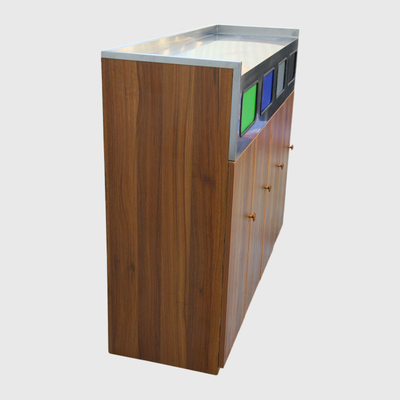 4-Category Recycling Bin - Outdoor Steel-Wood Waste Station
