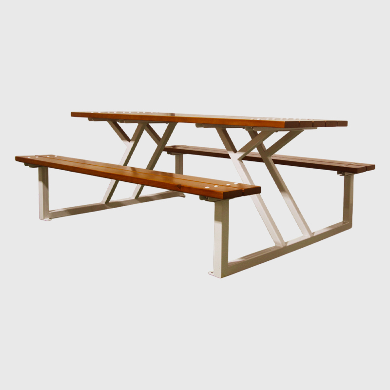 Steel Frame Outdoor Picnic Table - Commercial One-Piece Table Set