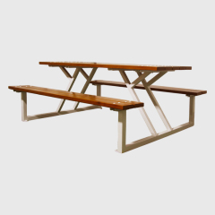 Steel Frame Outdoor Picnic Table - Commercial One-Piece Table Set