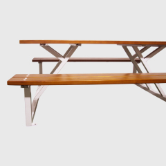Steel Frame Outdoor Picnic Table - Commercial One-Piece Table Set