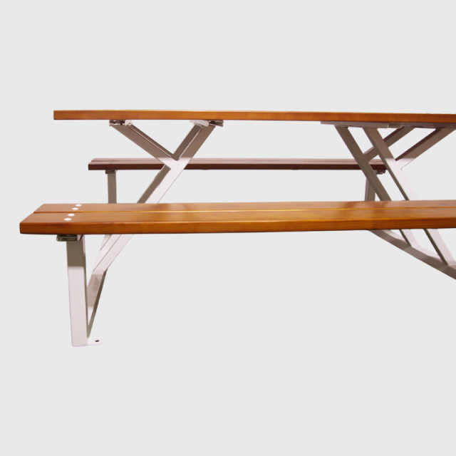 Steel Frame Outdoor Picnic Table - Commercial One-Piece Table Set