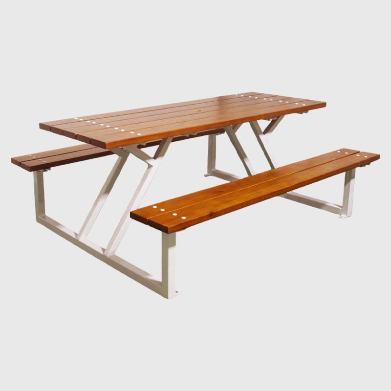 Steel Frame Outdoor Picnic Table - Commercial One-Piece Table Set