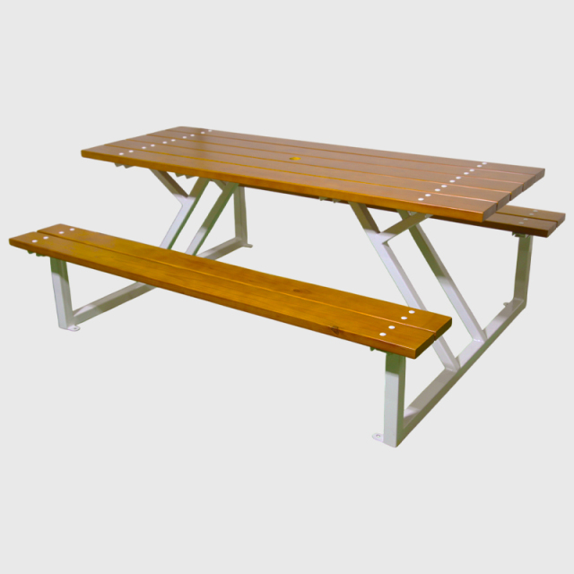 Steel Frame Outdoor Picnic Table - Commercial One-Piece Table Set