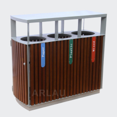 Outdoor Waste Sorting Bin - 3 Compartment Trash Can