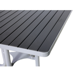 Square Outdoor Table and Chairs Set - Metal and Wood Patio Furniture