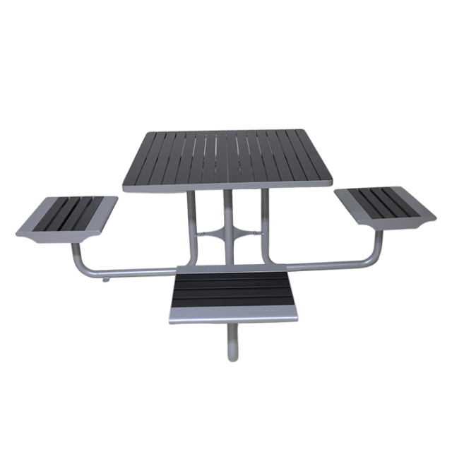 Square Outdoor Table and Chairs Set - Metal and Wood Patio Furniture