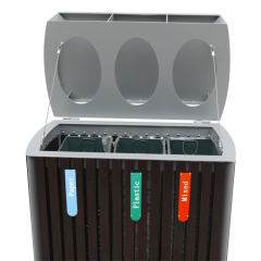 Outdoor Waste Sorting Bin - 3 Compartment Trash Can
