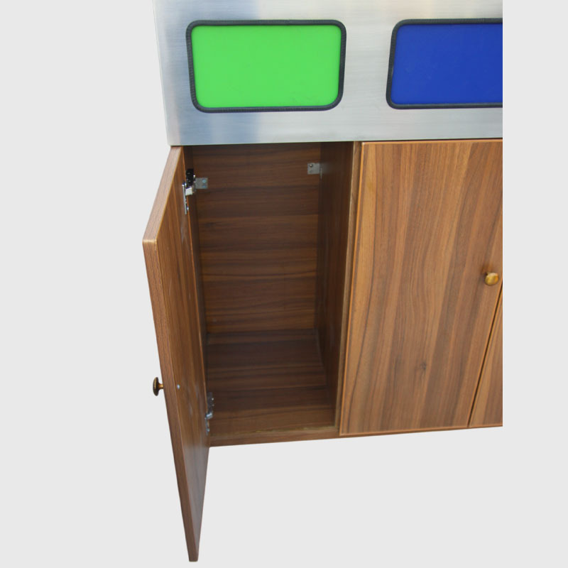 4-Category Recycling Bin - Outdoor Steel-Wood Waste Station