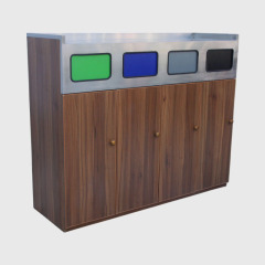 4-Category Recycling Bin - Outdoor Steel-Wood Waste Station
