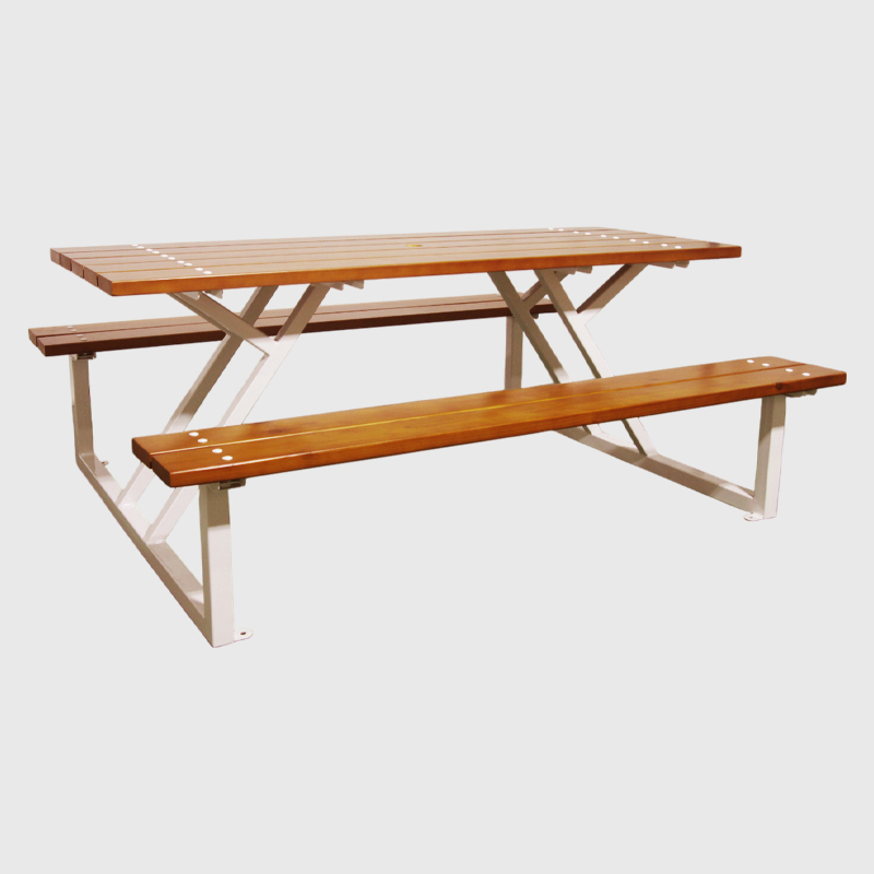 Steel Frame Outdoor Picnic Table - Commercial One-Piece Table Set