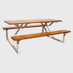 Steel Frame Outdoor Picnic Table - Commercial One-Piece Table Set