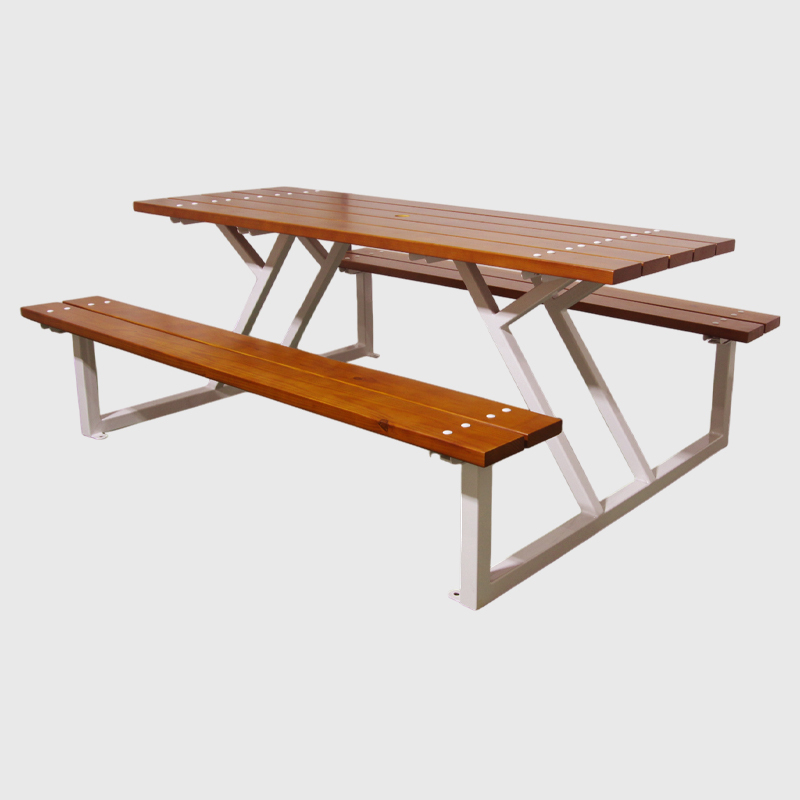 Steel Frame Outdoor Picnic Table - Commercial One-Piece Table Set