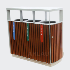 Outdoor Waste Sorting Bin - 3 Compartment Trash Can
