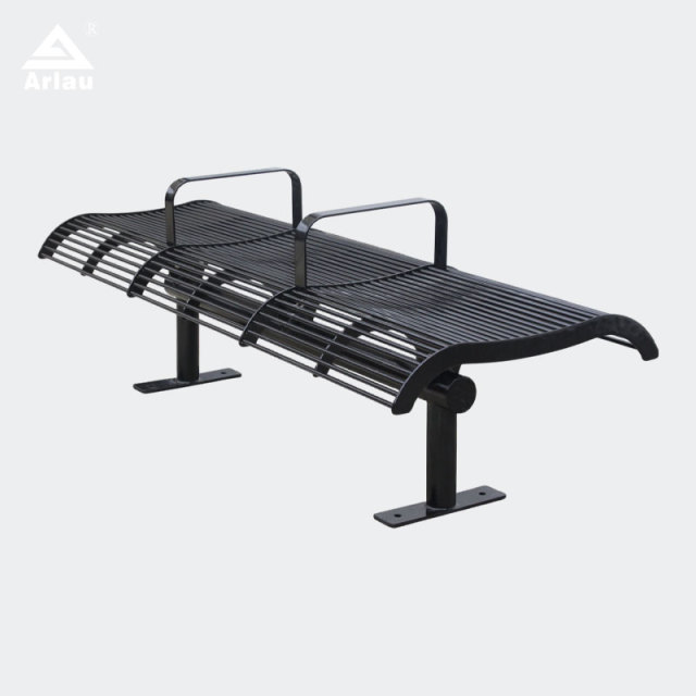Metal Park Bench with Armrests Weatherproof Durable – Arlau