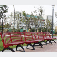 Red Curved Metal Park Bench Cast Iron Legs Arlau