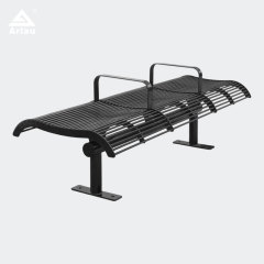Metal Park Bench with Armrests Weatherproof Durable – Arlau