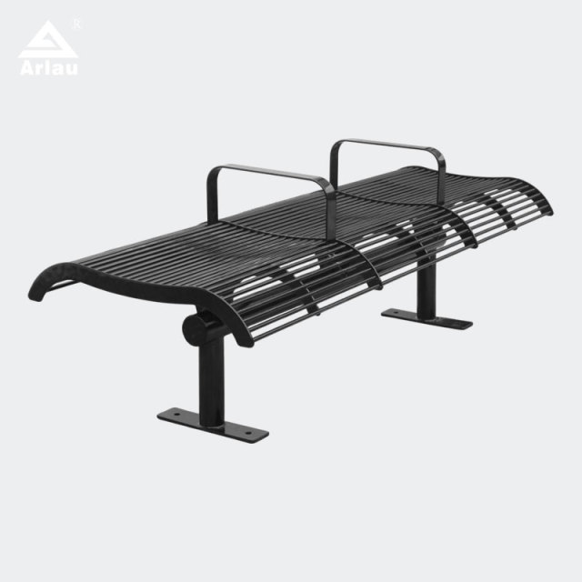 Metal Park Bench with Armrests Weatherproof Durable – Arlau