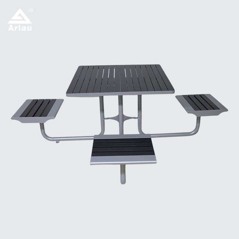 Square Outdoor Table and Chairs Set - Metal and Wood Patio Furniture