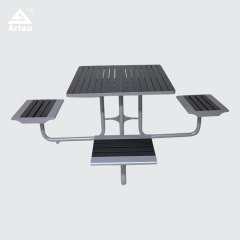 Square Outdoor Table and Chairs Set - Metal and Wood Patio Furniture