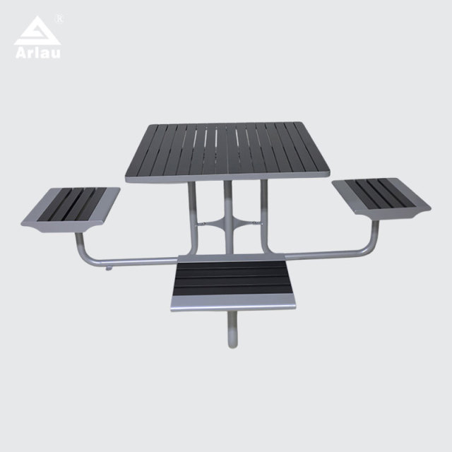 Square Outdoor Table and Chairs Set - Metal and Wood Patio Furniture