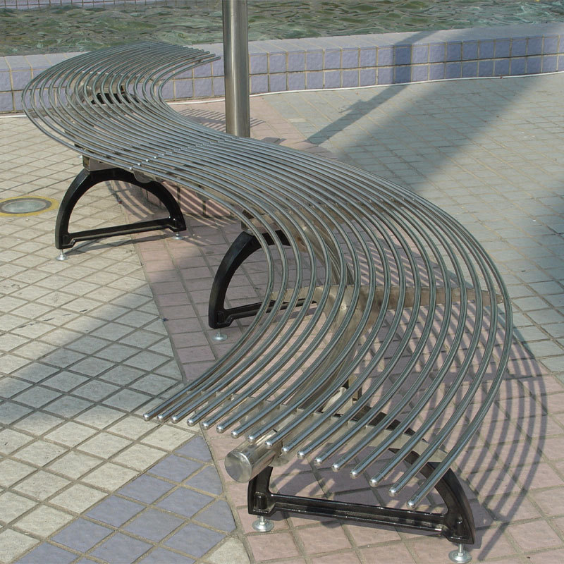 304 Stainless Steel Curved Park Bench Heavy-Duty Arlau