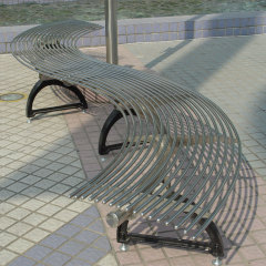 304 Stainless Steel Curved Park Bench Heavy-Duty Arlau