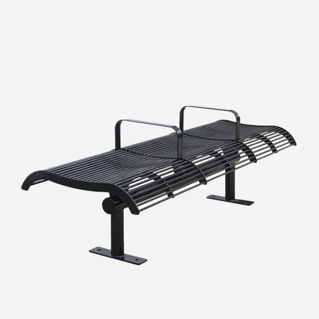 Metal Park Bench with Armrests Weatherproof Durable – Arlau