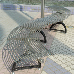304 Stainless Steel Curved Park Bench Heavy-Duty Arlau